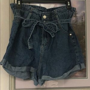 Denim Short Gathered Waist